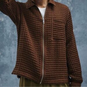 UO Standard Cloth Waffle Knit Zip Shirt Jacket